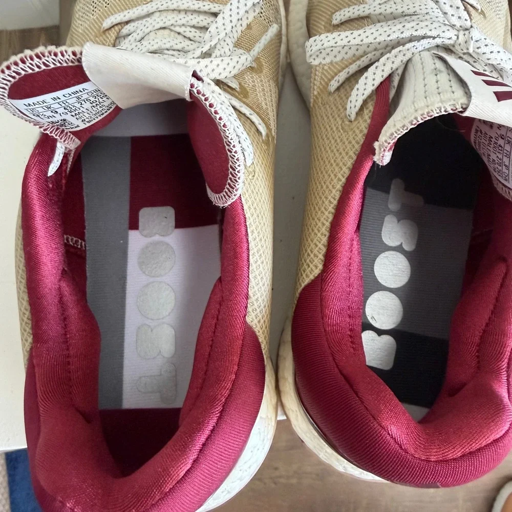 Adidas Crossknit DPR Boost Spikeless Golf Shoes Mens 9.5 Beige Burgundy EF5746
